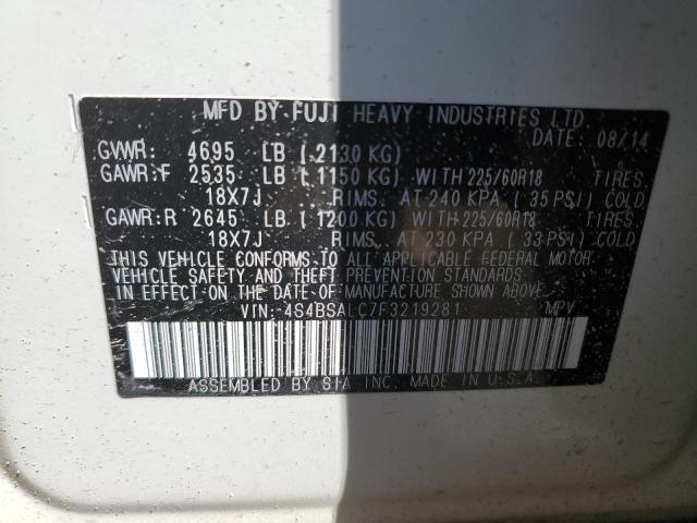 2015 Subaru Outback 2.5I Limited VIN: 4S4BSALC7F3219281 Lot: 52163664