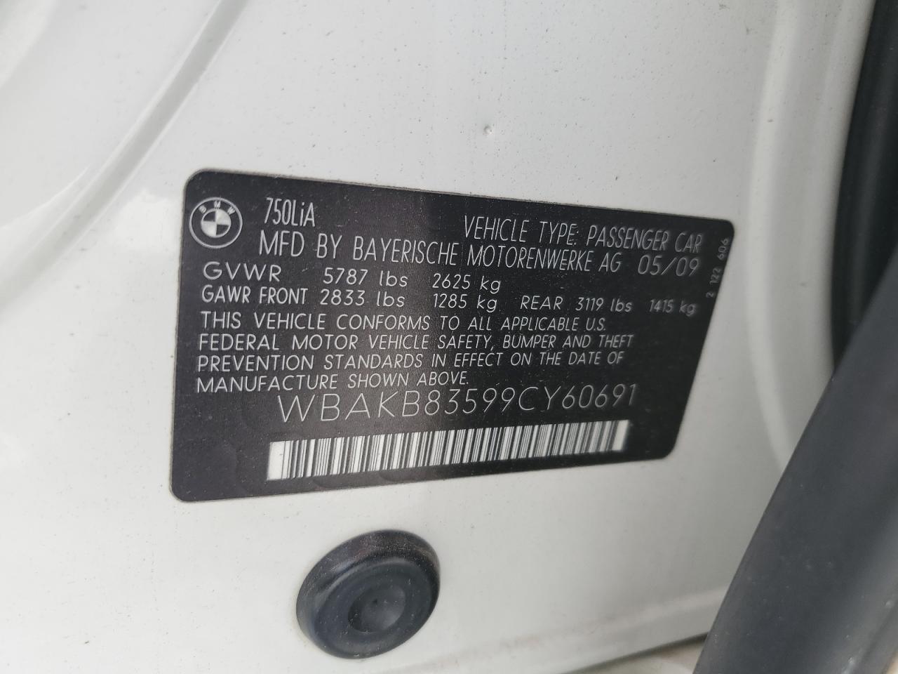 WBAKB83599CY60691 2009 BMW 750 Li