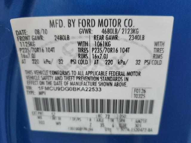 2011 Ford Escape Xlt VIN: 1FMCU9DG0BKA22533 Lot: 51020754