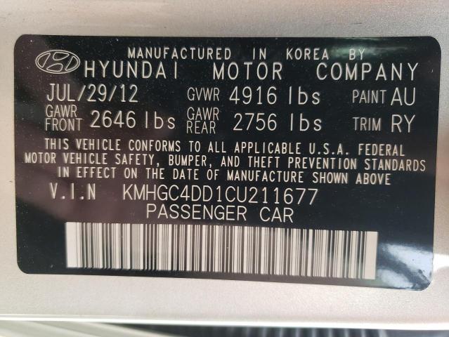 2012 Hyundai Genesis 3.8L VIN: KMHGC4DD1CU211677 Lot: 50440714