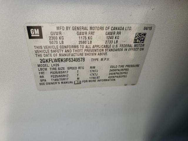 2015 GMC Terrain Sle VIN: 2GKFLWEK9F6349578 Lot: 51531304