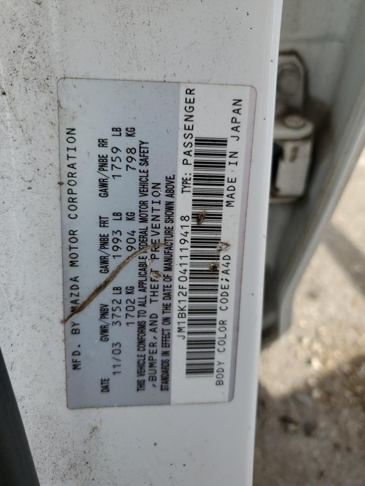 JM1BK12F041119418 2004 Mazda 3 I