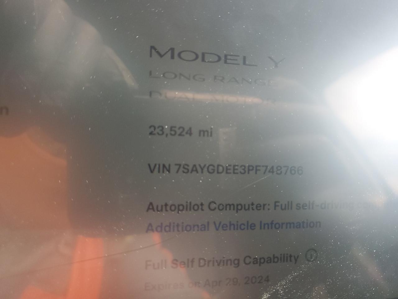 7SAYGDEE3PF748766 2023 Tesla Model Y