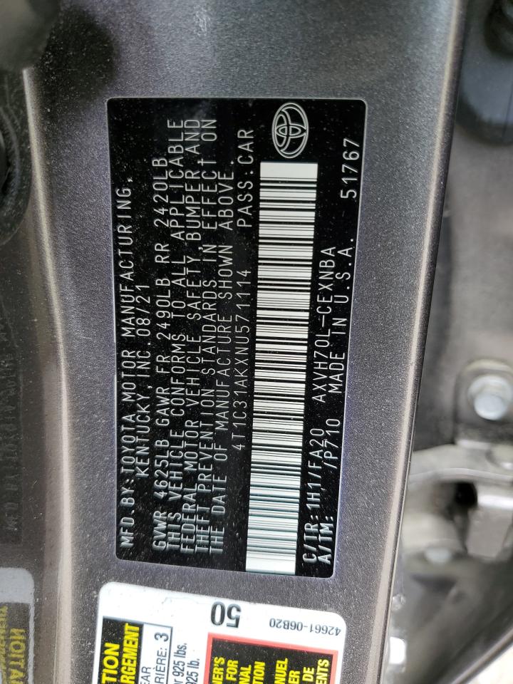 4T1C31AKXNU571114 2022 Toyota Camry Le