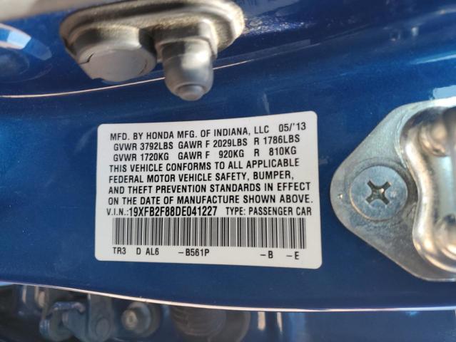 2013 Honda Civic Ex VIN: 19XFB2F88DE041227 Lot: 49882434