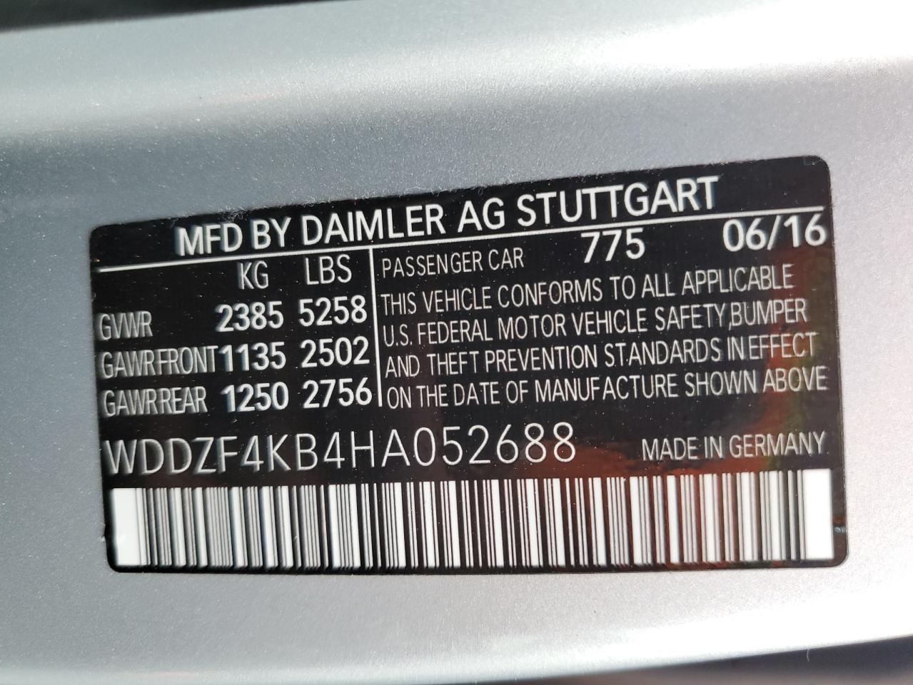 WDDZF4KB4HA052688 2017 Mercedes-Benz E 300 4Matic