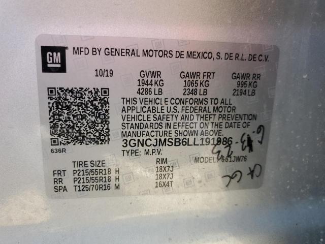 2020 CHEVROLET TRAX PREMI 3GNCJMSB6LL191986