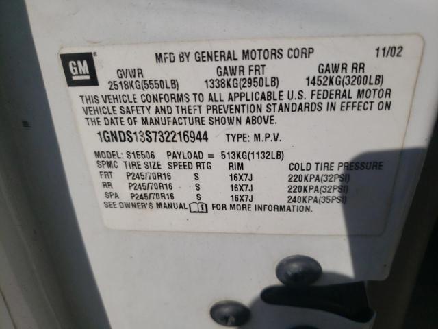 2003 Chevrolet Trailblazer VIN: 1GNDS13S732216944 Lot: 49824984