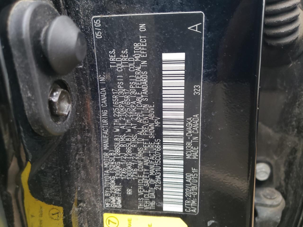 2T2HA31U15C076645 2005 Lexus Rx 330