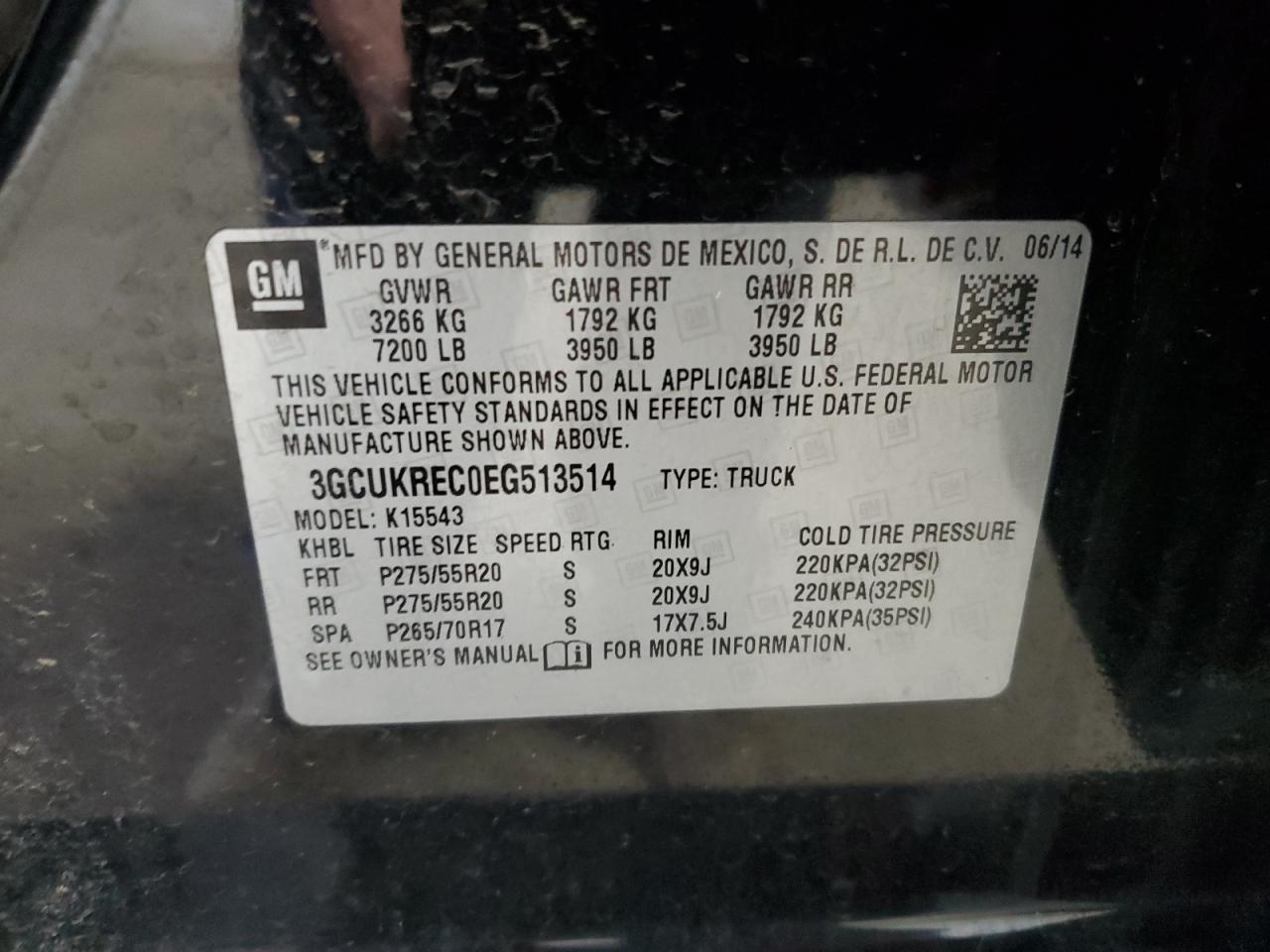 3GCUKREC0EG513514 2014 Chevrolet Silverado K1500 Lt