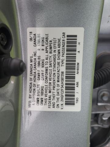 2018 Honda Civic Lx VIN: 2HGFC2F54JH587298 Lot: 51014174