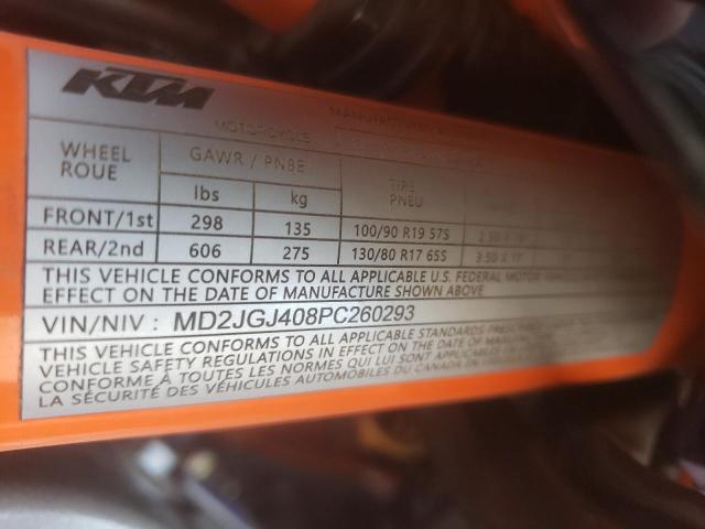 2023 Ktm 390 Adventure VIN: MD2JGJ408PC260293 Lot: 49589054