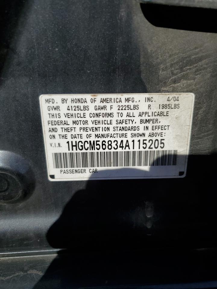 1HGCM56834A115205 2004 Honda Accord Ex