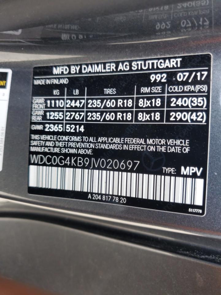 WDC0G4KB9JV020697 2018 Mercedes-Benz Glc 300 4Matic