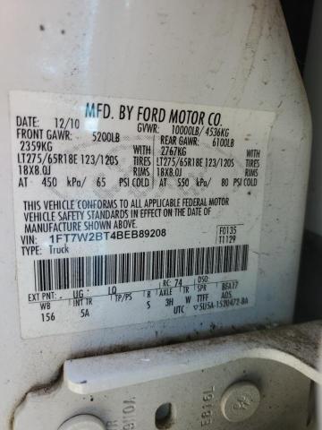 2011 Ford F250 Super Duty VIN: 1FT7W2BT4BEB89208 Lot: 38224134