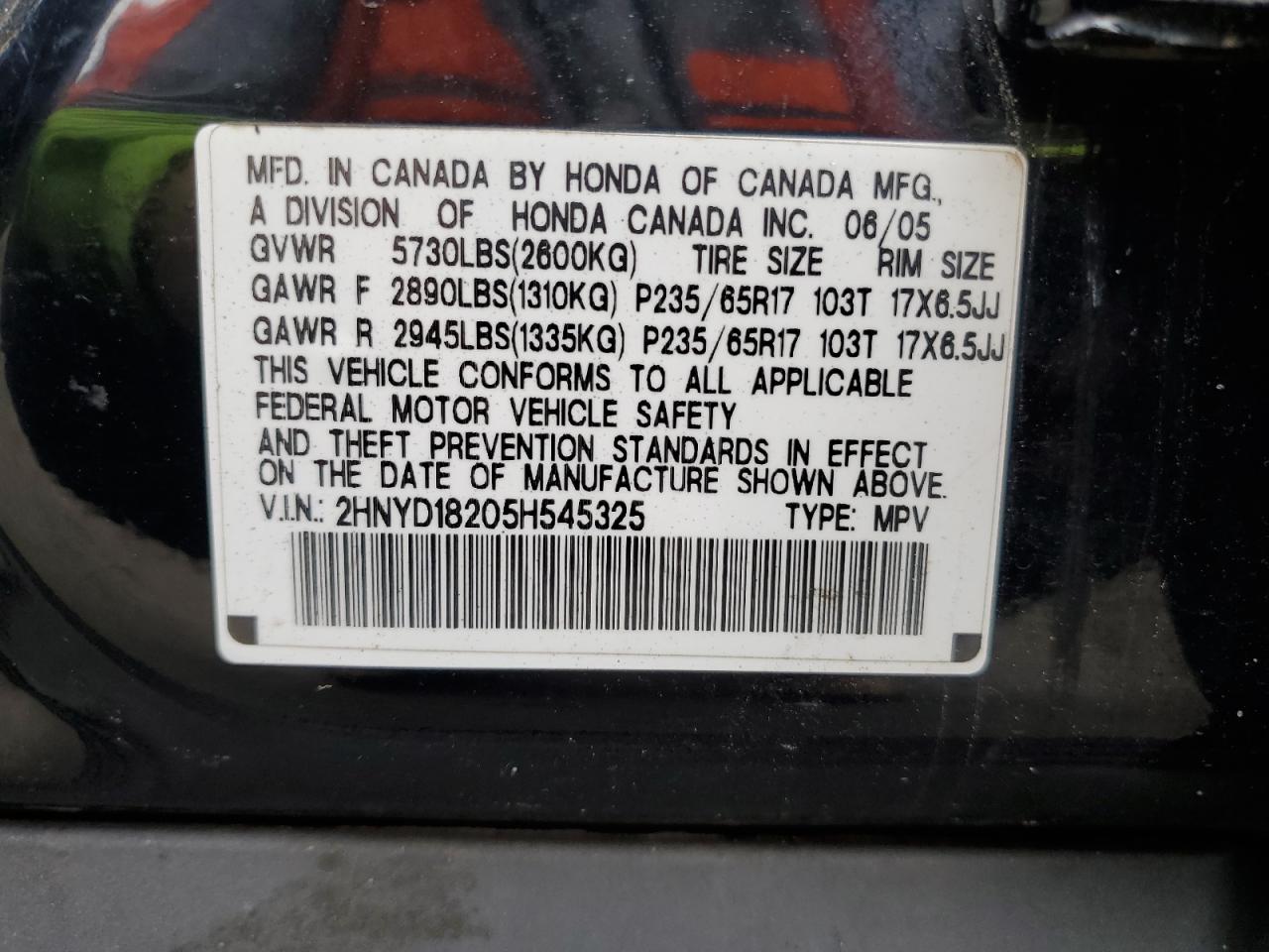 2HNYD18205H545325 2005 Acura Mdx