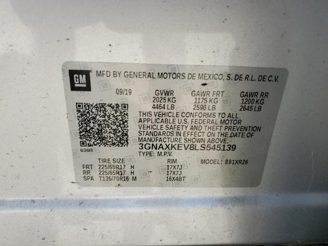 2020 Chevrolet Equinox Lt VIN: 3GNAXKEV8LS545139 Lot: 51403134