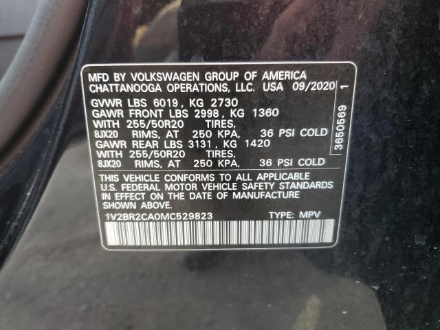 2021 Volkswagen Atlas Sel VIN: 1V2BR2CA0MC529823 Lot: 51029894