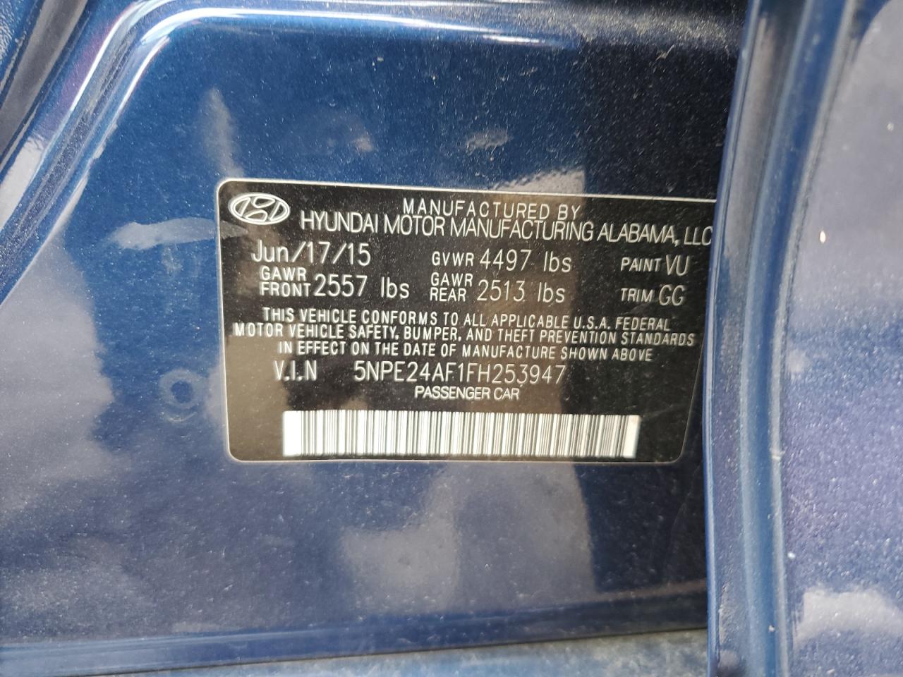 5NPE24AF1FH253947 2015 Hyundai Sonata Se