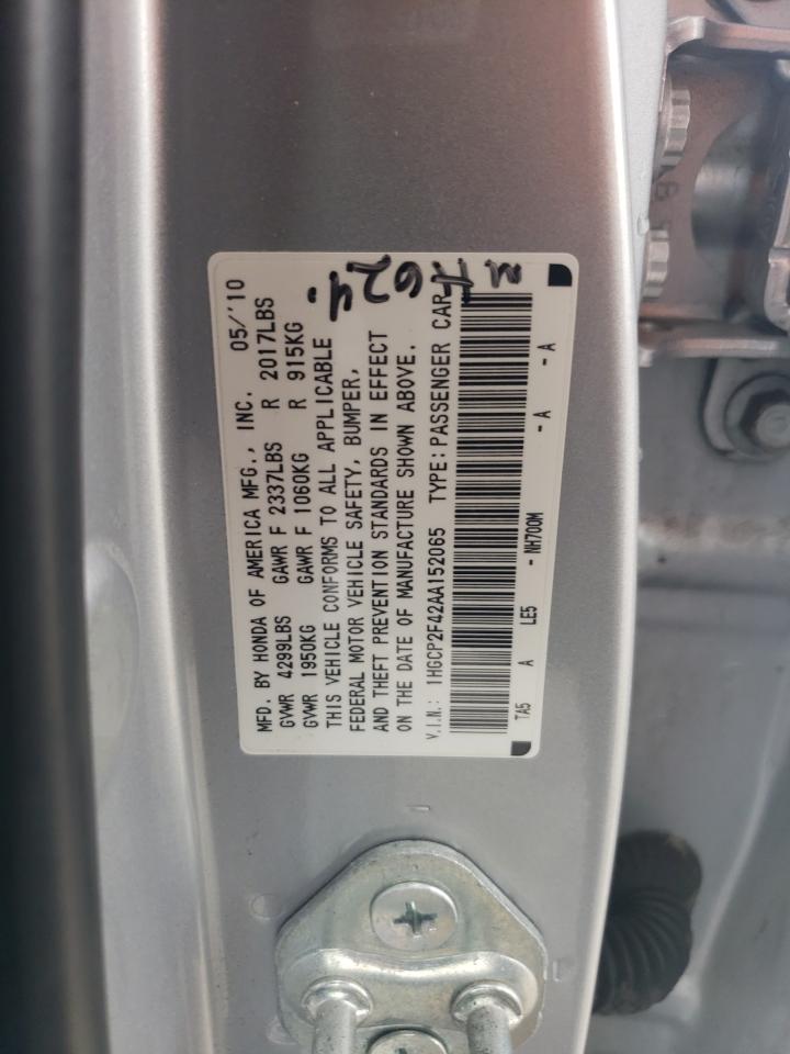 1HGCP2F42AA152065 2010 Honda Accord Lxp