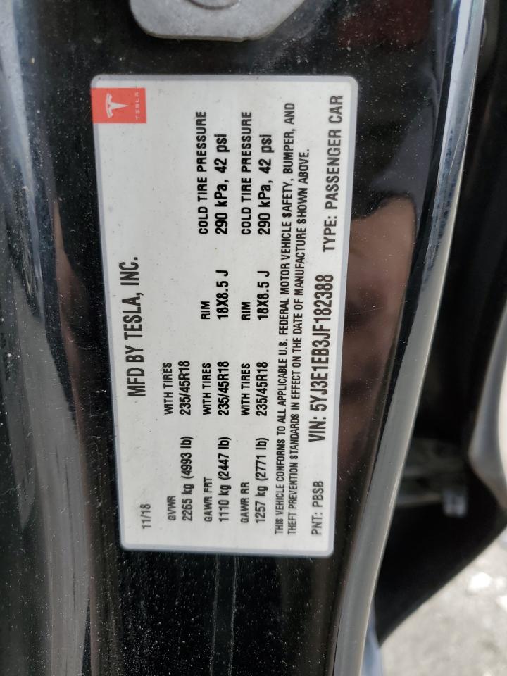 5YJ3E1EB3JF182388 2018 Tesla Model 3