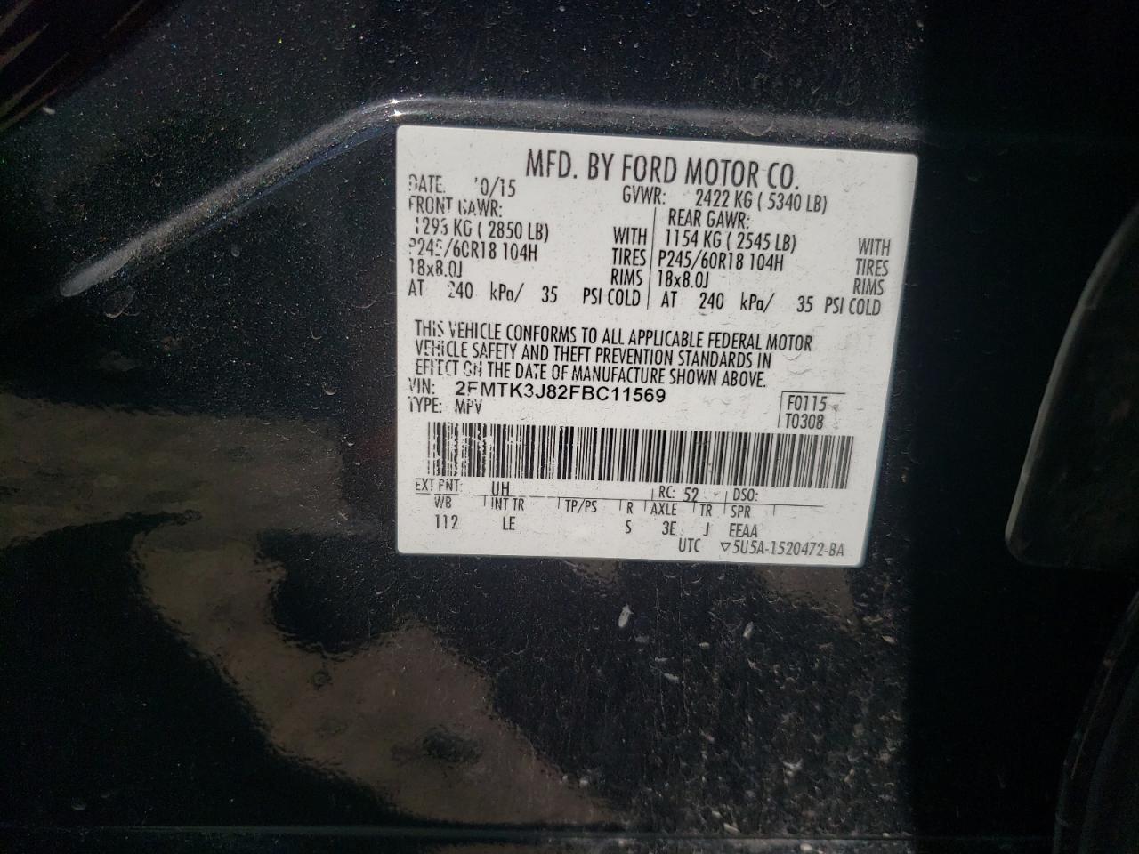 2FMTK3J82FBC11569 2015 Ford Edge Sel