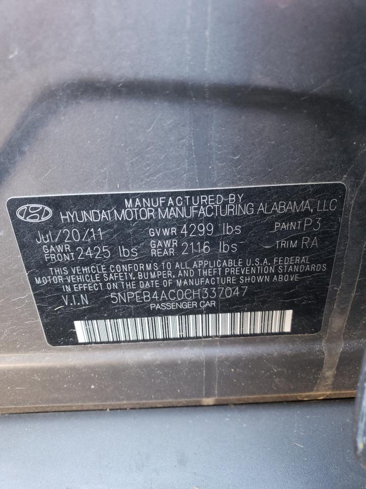 5NPEB4AC0CH337047 2012 Hyundai Sonata Gls