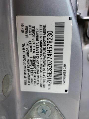 2004 Honda Civic Ex VIN: 2HGES26774H578230 Lot: 52269894