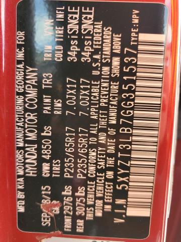 2016 Hyundai Santa Fe Sport VIN: 5XYZT3LB7GG351537 Lot: 50769074