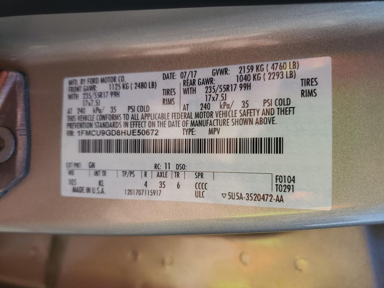 KM8J3CA49HU399604 2017 Hyundai Tucson Limited