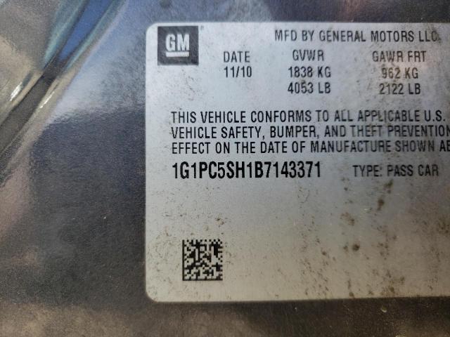 2011 Chevrolet Cruze Ls VIN: 1G1PC5SH1B7143371 Lot: 50259804