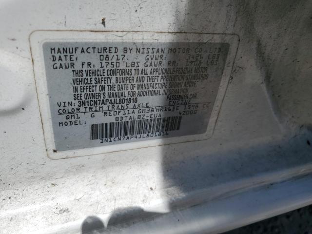 2018 Nissan Versa S VIN: 3N1CN7AP4JL801816 Lot: 52188084