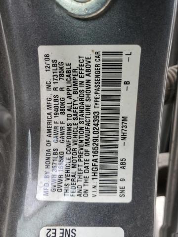 2009 Honda Civic Lx VIN: 1HGFA16529L024393 Lot: 49969954