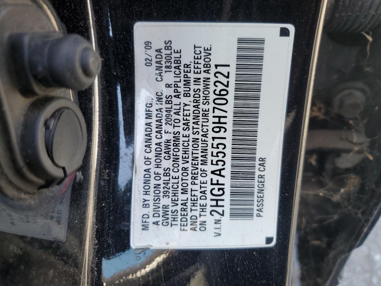 2HGFA55519H706221 2009 Honda Civic Si