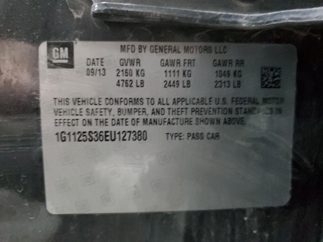 1G1125S36EU127380 2014 Chevrolet Impala Lt