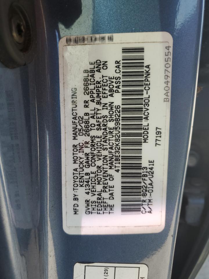 4T1BE32K82U598226 2002 Toyota Camry Le