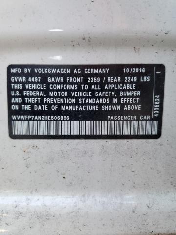 2017 VOLKSWAGEN CC R-LINE WVWFP7AN3HE506896