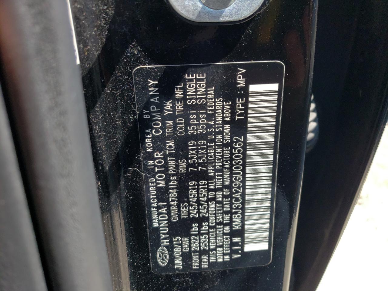 KM8J3CA29GU030562 2016 Hyundai Tucson Limited