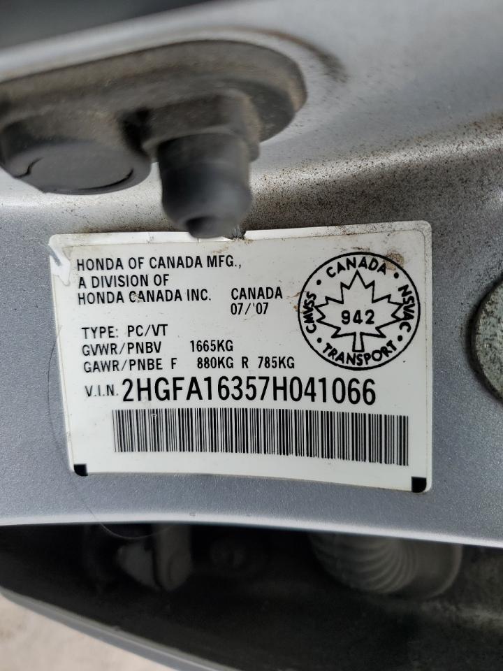 2HGFA16357H041066 2007 Honda Civic Dx