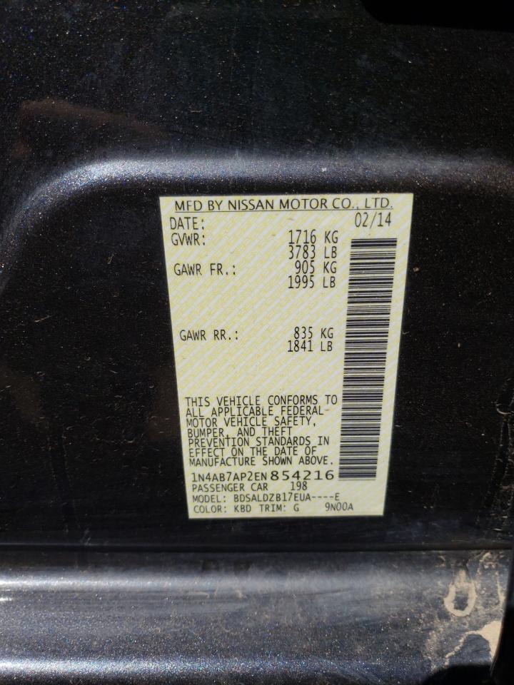 1N4AB7AP2EN854216 2014 Nissan Sentra S