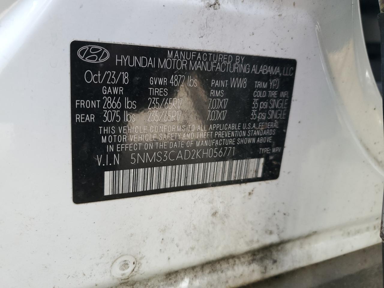 5NMS3CAD2KH056771 2019 Hyundai Santa Fe Sel