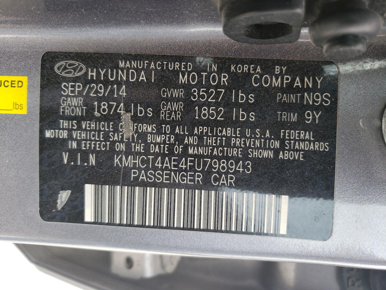 KMHCT4AE4FU798943 2015 Hyundai Accent Gls