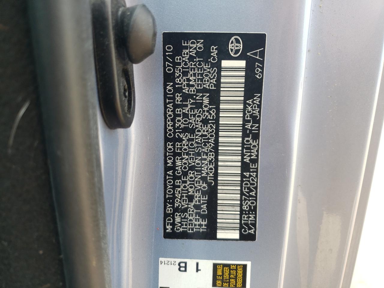 JTKDE3B79A0321561 2010 Scion Tc