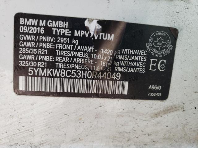 VIN 5YMKW8C53H0R44049 2017 BMW X6, M no.12