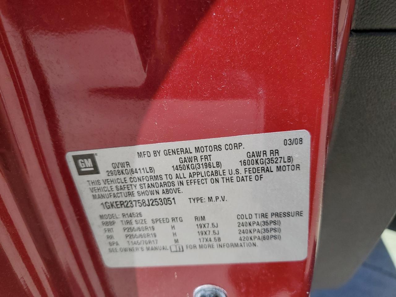 1GKER23758J253051 2008 GMC Acadia Slt-1