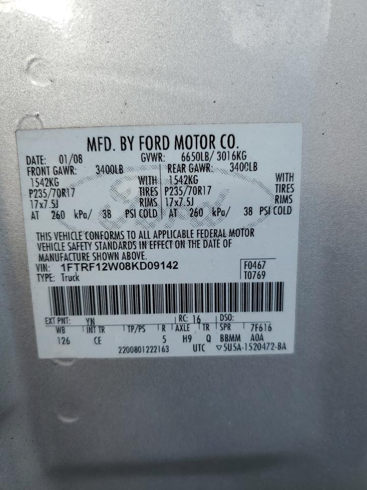 1FTRF12W08KD09142 2008 Ford F150