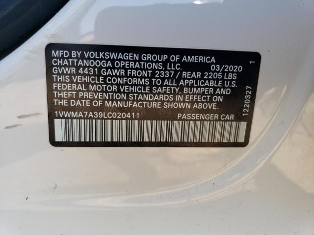 2020 Volkswagen Passat R-Line VIN: 1VWMA7A39LC020411 Lot: 53102794