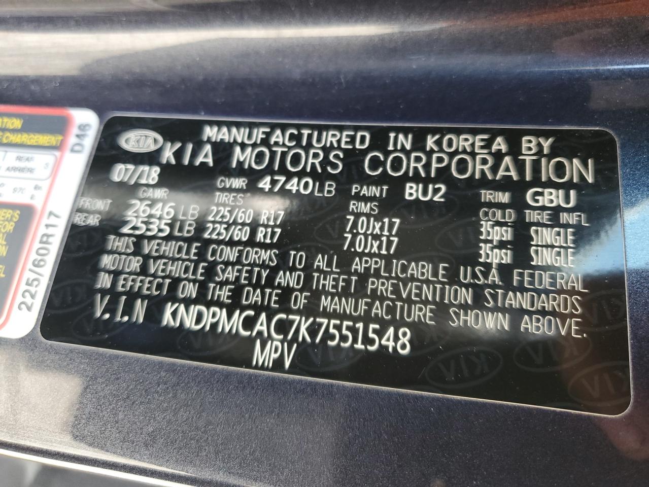 KNDPMCAC7K7551548 2019 Kia Sportage Lx