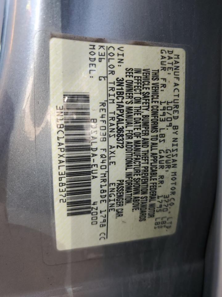 3N1BC1APXAL368372 2010 Nissan Versa S