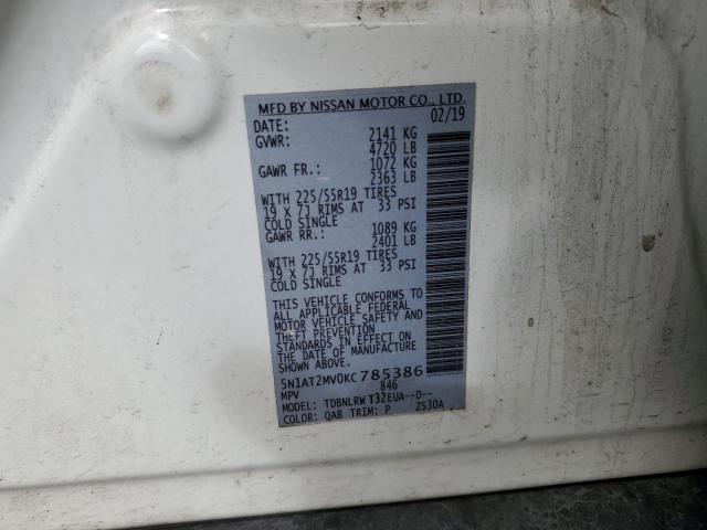 2019 Nissan Rogue S VIN: 5N1AT2MV0KC785386 Lot: 51558694